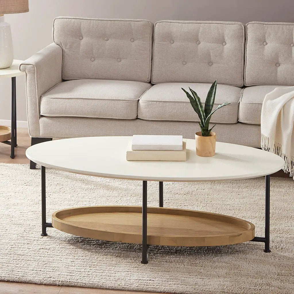Monte Oval White/Natural Coffee Table by BLAKHOM