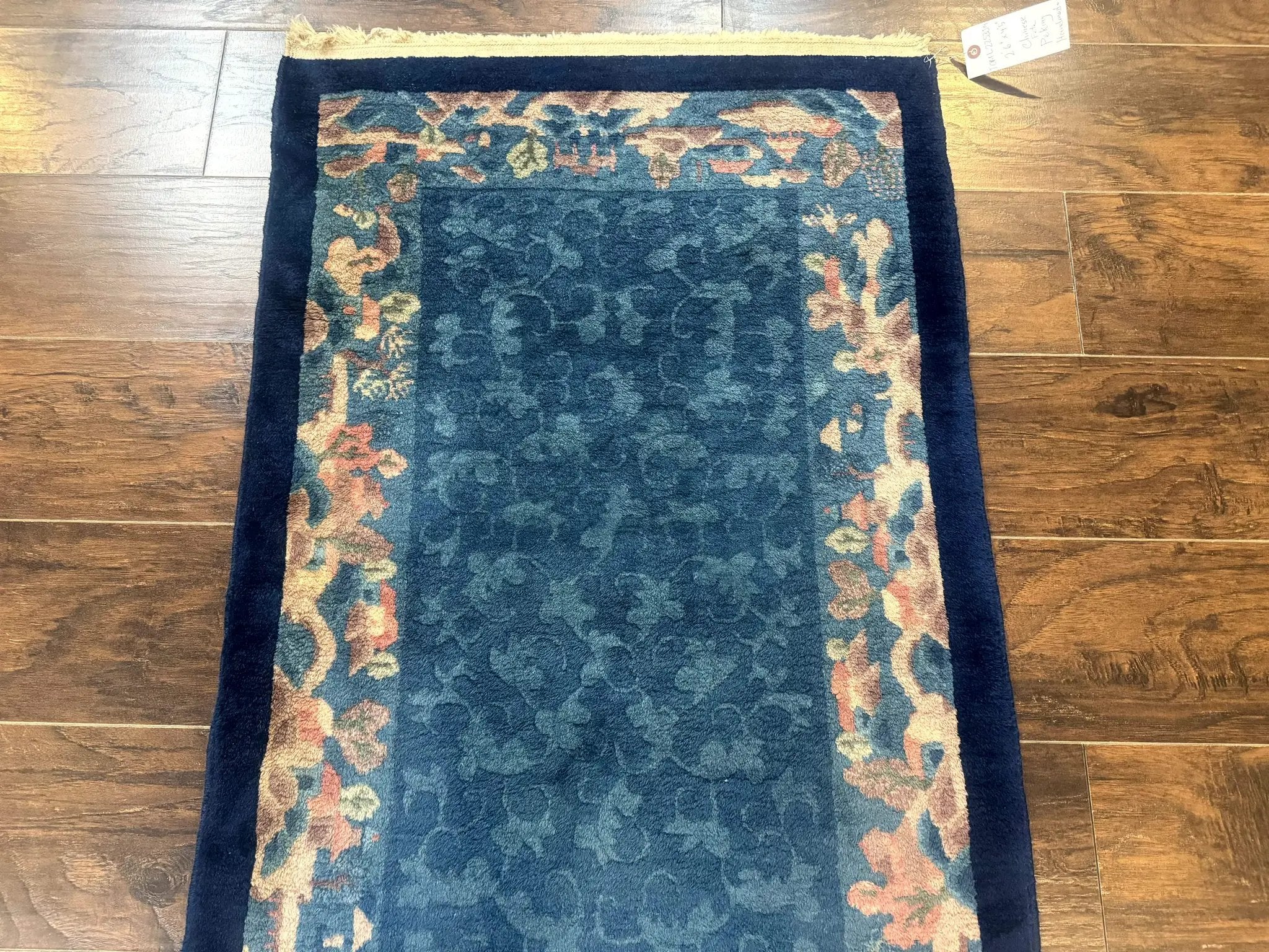 Blue Chinese Wool Rug 2.5 x 4, Peking Rug, Fete Rug, Semi Antique Chinese Carpet by Jewel Rugs