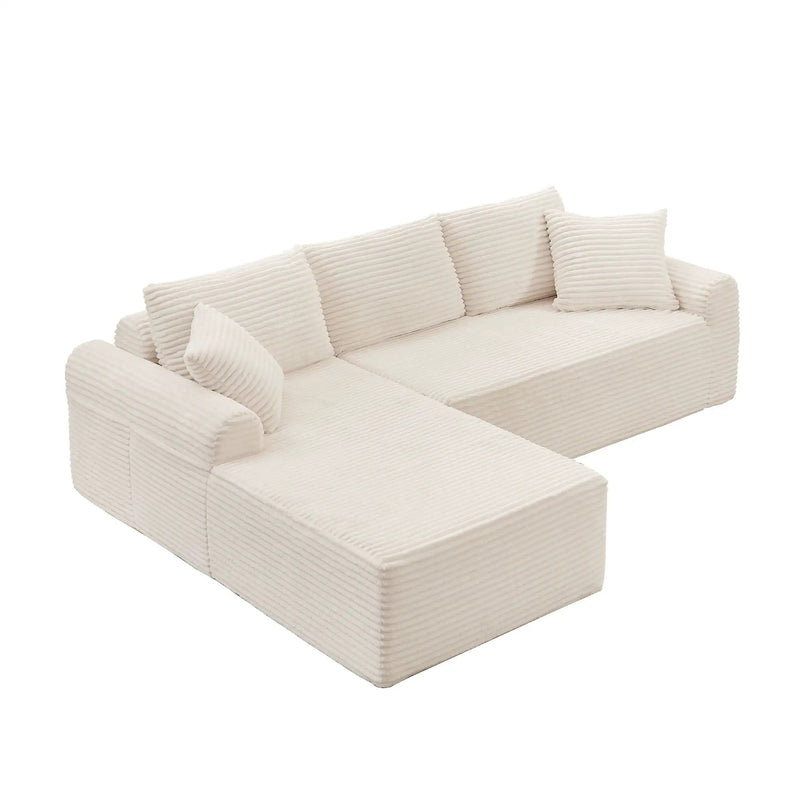 Modular Sectional With Arched Armrests, Includes 3 Back Cushions & 2 Throw Pillows by HouseOfZazla