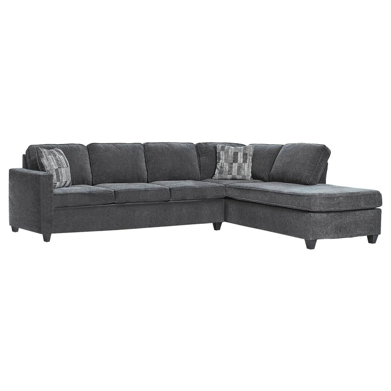Johnston - Cushion Back Sectional With Pillows Elegant Upholstered Seating - Dark Gray by HouseOfZazla