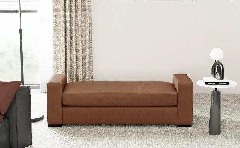 Stylish and Durable Brown Faux Leather Bench by HouseOfZazla