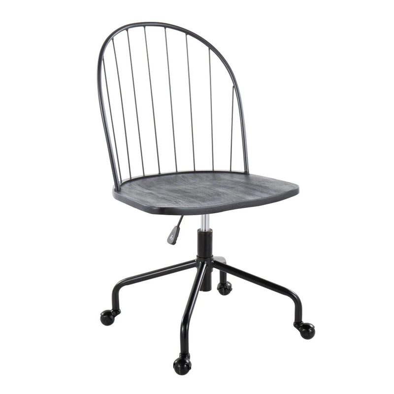 Riley - Farmhouse Adjustable High Back Office Chair - Black by HouseOfZazla