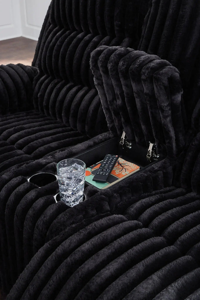 Rhine Falls - Double Reclining Power Loveseat With Console - Onyx by Unique Piece Furniture