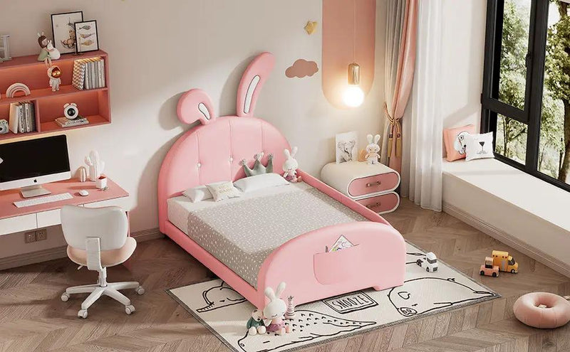 Upholstered Rabbit-Shape Princess Bed With Headboard And Footboard by HouseOfZazla