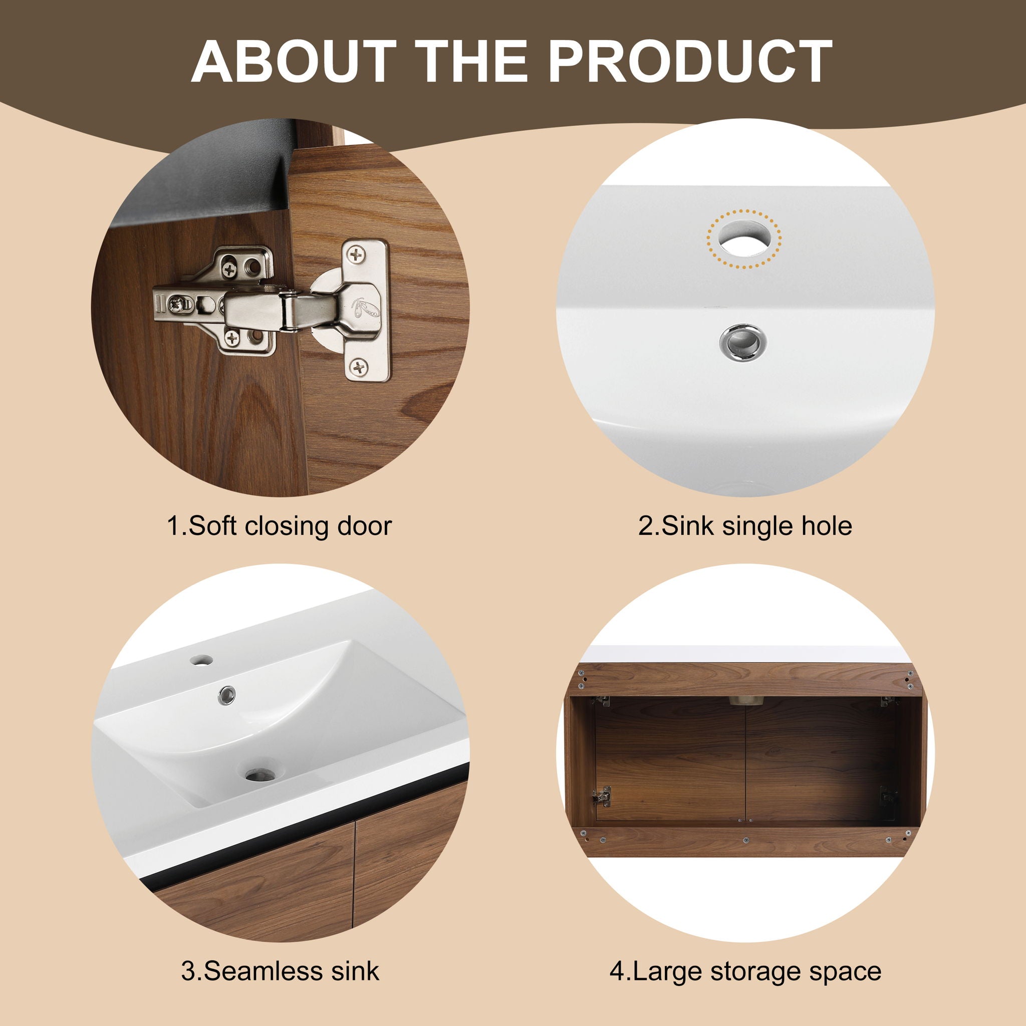 Bathroom Vanity Set With Resin Countertop Sink And 2 Doors, Engineered Wood by HouseOfZazla