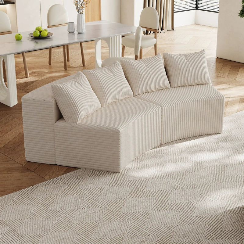Curved Sectional Sofa With 4 Pillows, Modular Semi Circular Design by HouseOfZazla