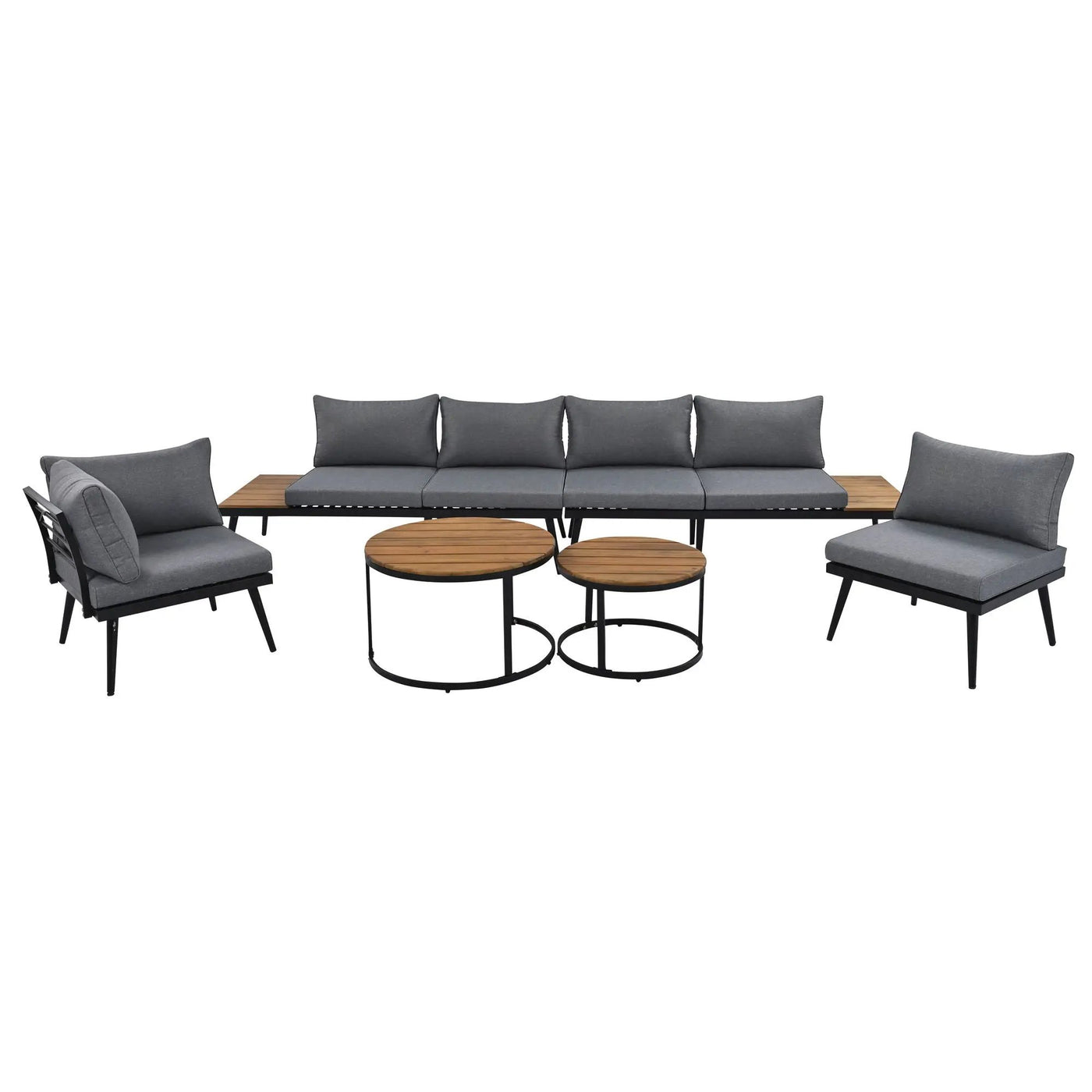 Modern Outdoor Sectional Sofa Set With Nesting Coffee Tables by HouseOfZazla
