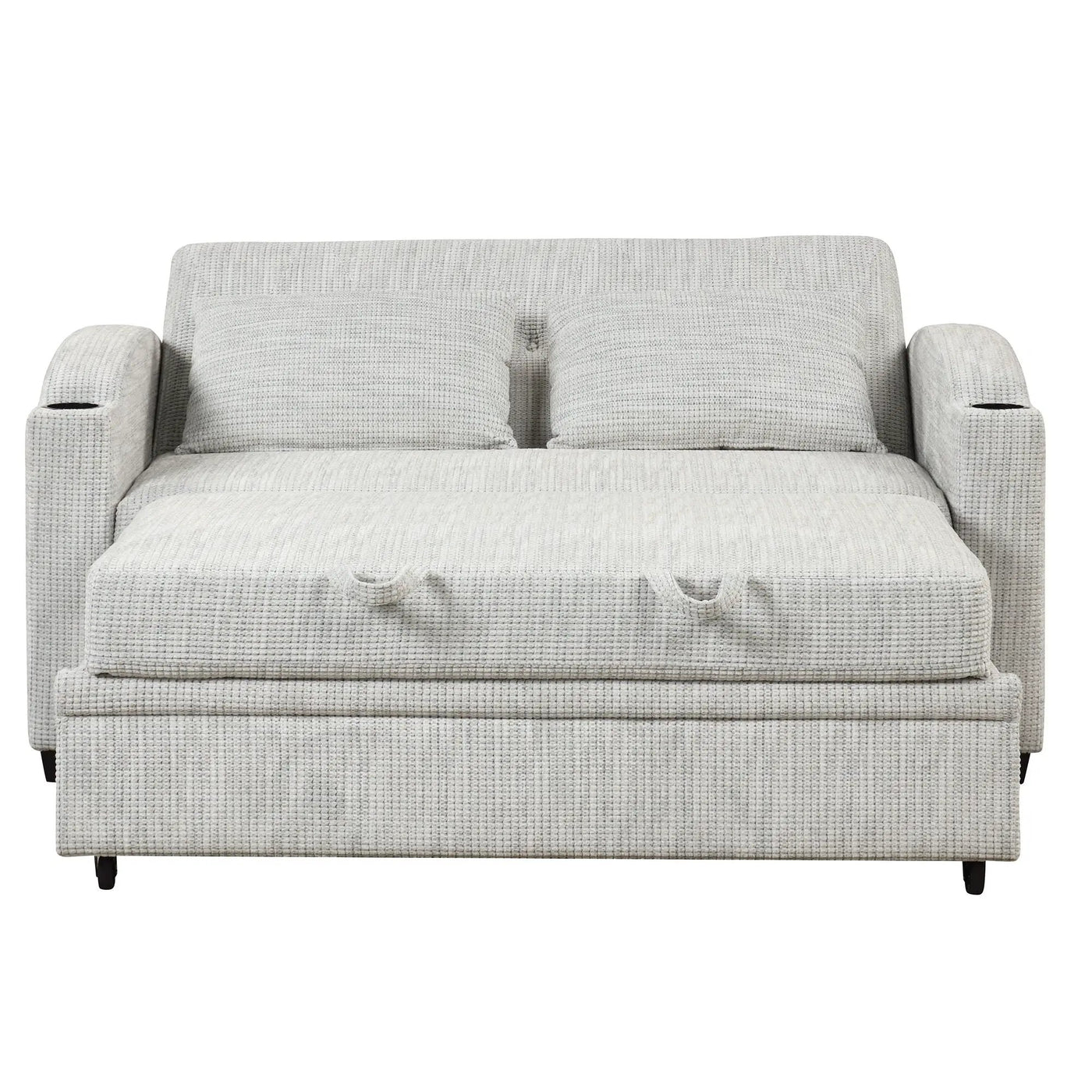 Pull Out Loveseat Sofa With Adjsutable Backrest, 2 Pillows, Cup Holders, USB Ports For Living Room by HouseOfZazla