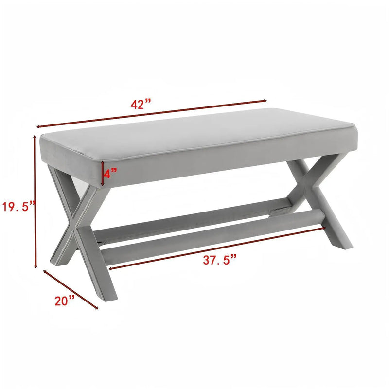 Comfort Double Bench Upholstered With X Crossed Legs by HouseOfZazla