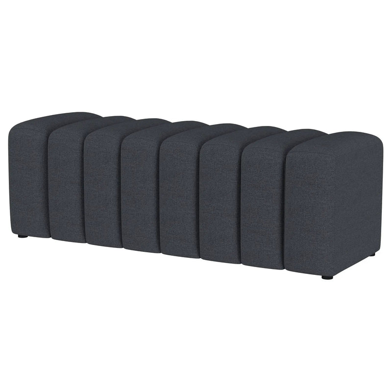 Summer Fabric Upholstered Tufted Accent Bench Charcoal by Unique Piece Furniture