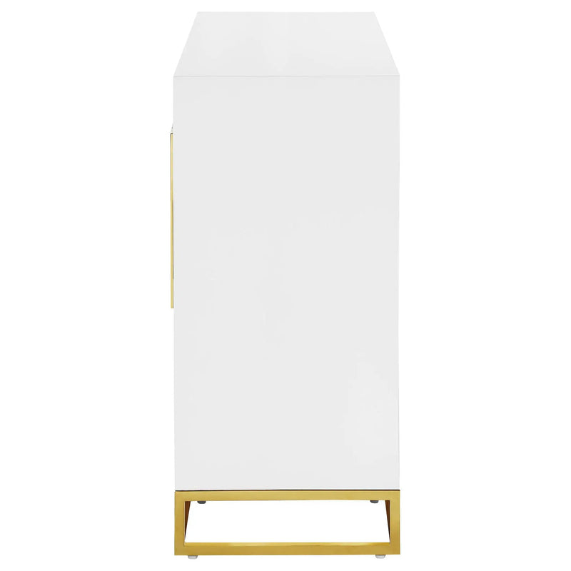 Elsa 2-door Wood Storage Accent Cabinet White and Gold by Unique Piece Furniture