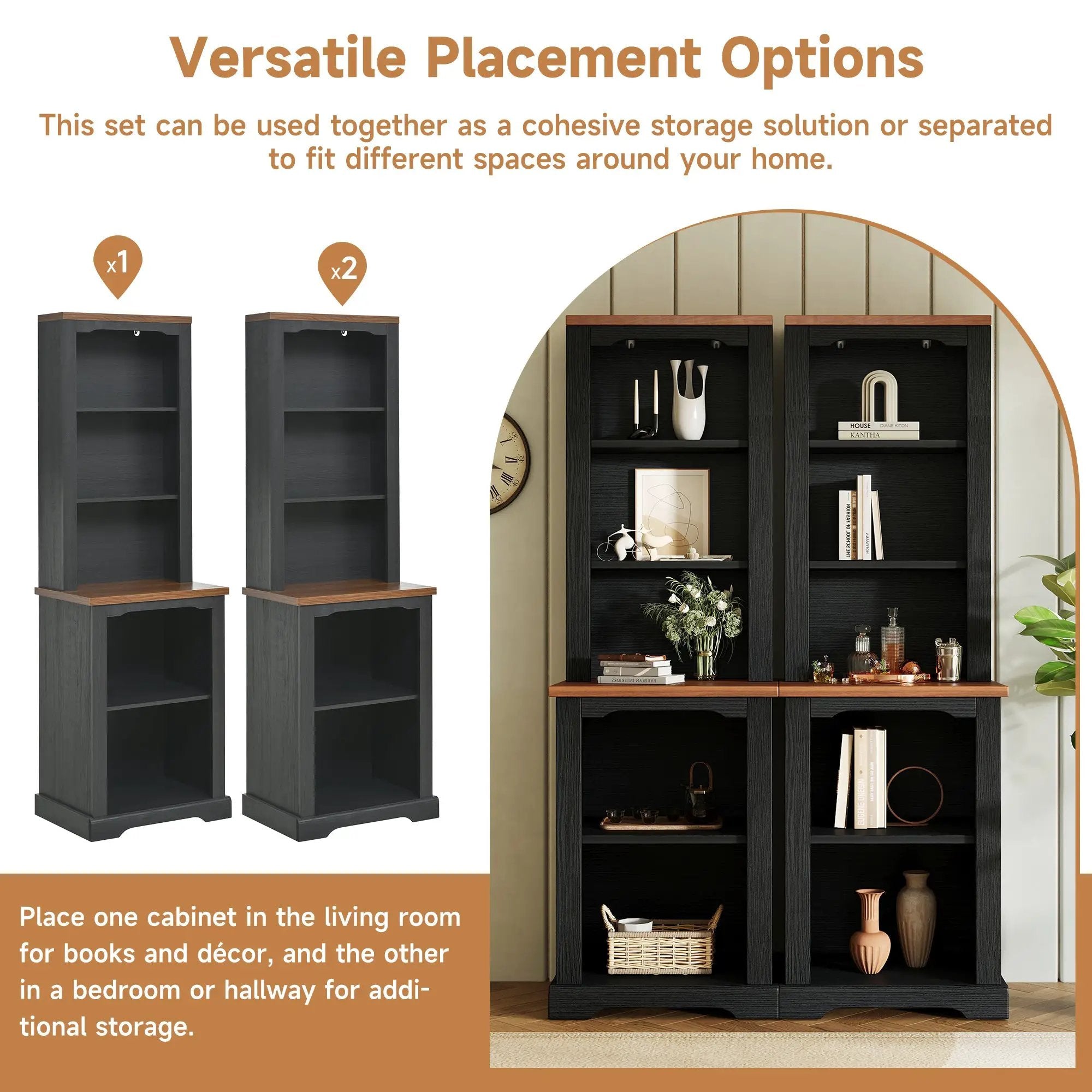 ON-TREND Two-Piece Elegant Freestanding Tall Cabinet by HouseOfZazla