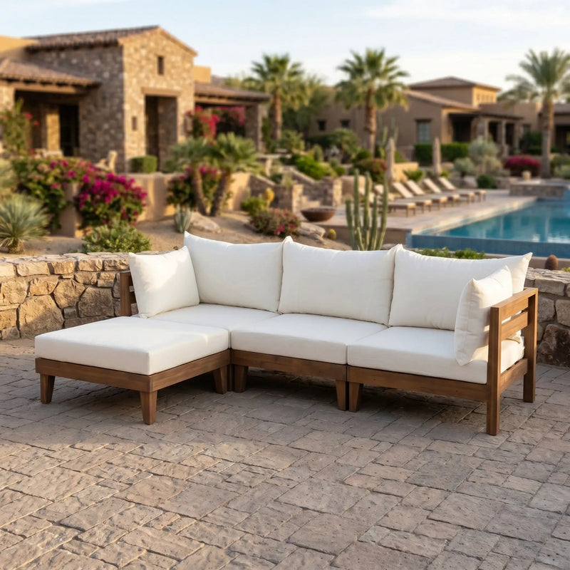TOPMAX Outdoor Large Daybed Acacia Wood 6-Piece Patio Sofa Set by HouseOfZazla