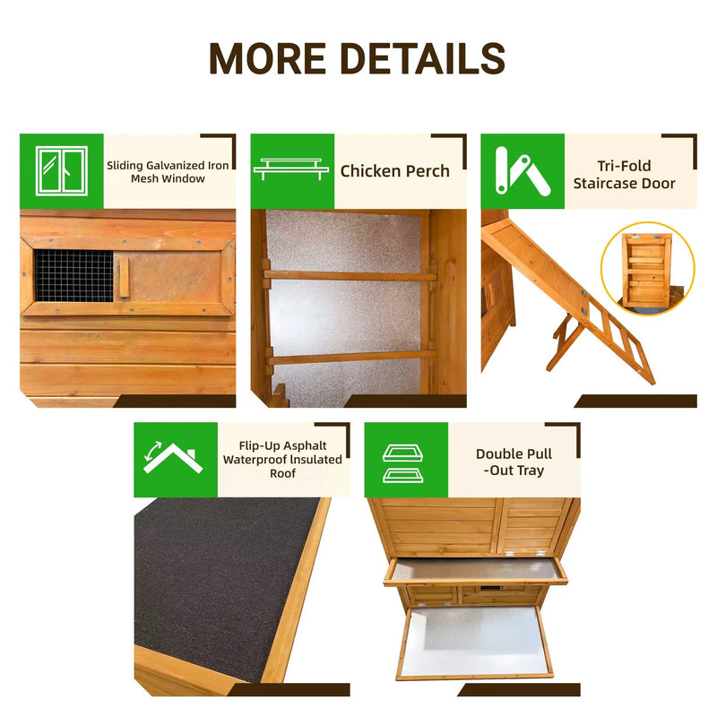 Double-House Wooden Chicken Coop for 6-8 Chickens by HouseOfZazla