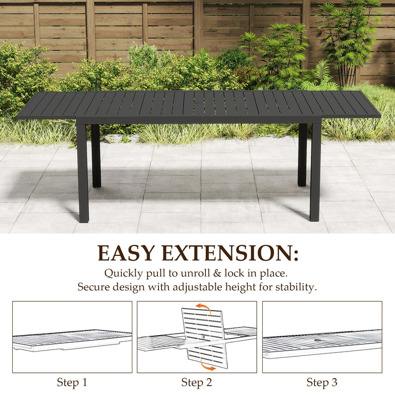 97.2"L Extendable Aluminum Outdoor Dining Table by HouseOfZazla