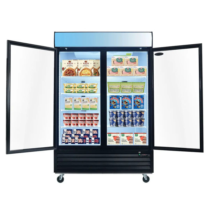 Glass Door Merchandiser Freezer Swing Door Commercial Reach-In Display Freezers With LED Top Panel Upright Freeze Storage by HouseOfZazla