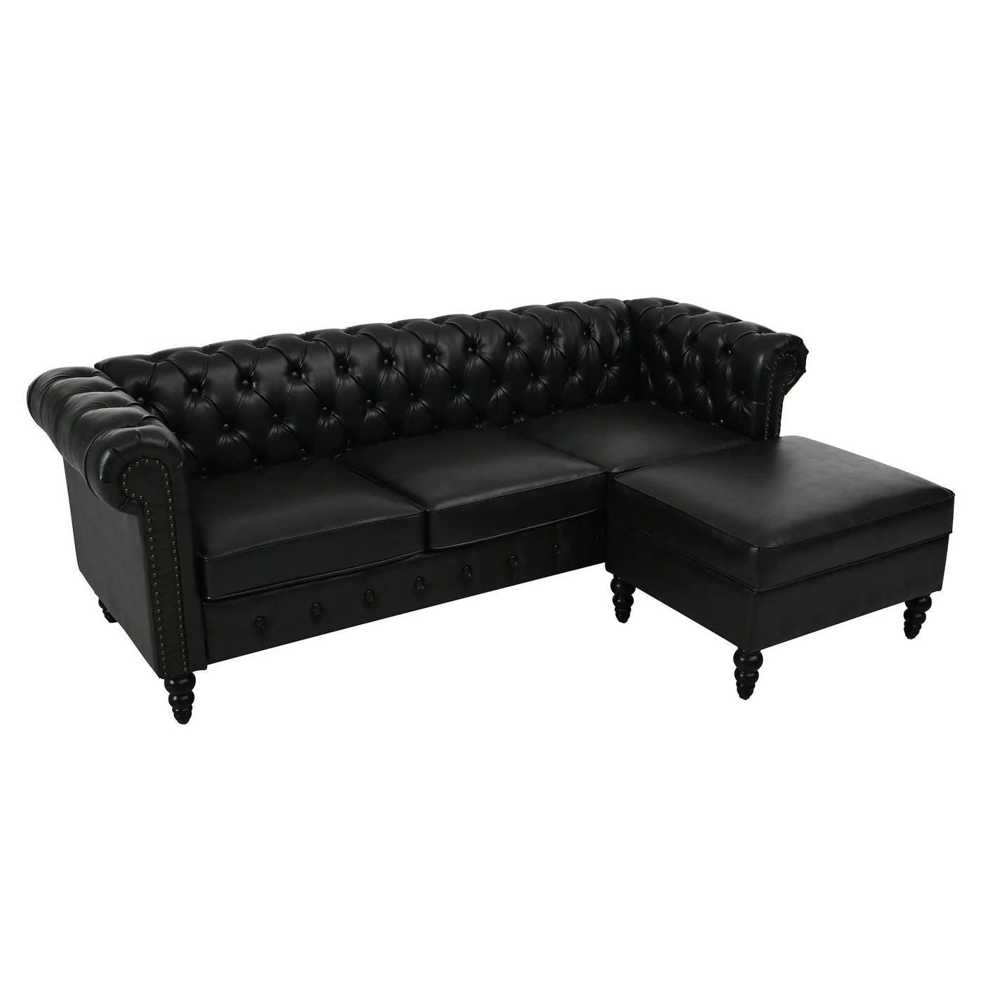 U-style 85" Modern 4-Seater L-Shaped Sectional Sofa with Storage Ottoman by HouseOfZazla