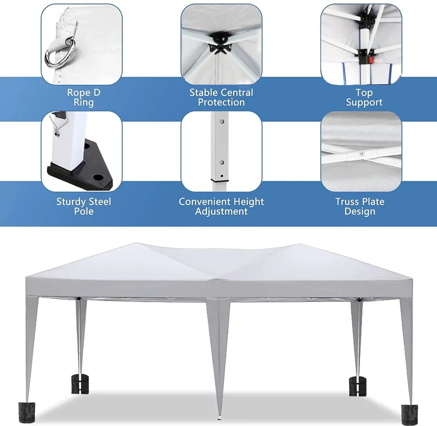 10'X20' Ez Pop Up Canopy Outdoor Portable Party Folding Tent With 6 Removable Sidewalls + Carry Bag + 4 Pieces Weight Bag by Unique Piece Furniture