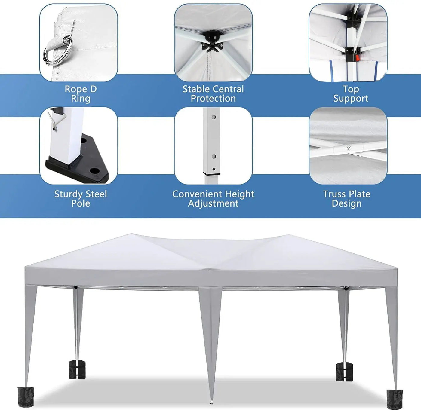 10'x20' EZ Pop Up Canopy Outdoor Portable Party Folding Tent with 6 Removable Sidewalls by HouseOfZazla