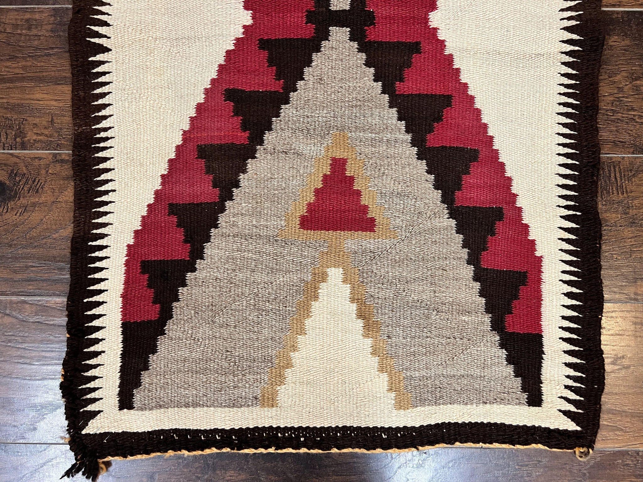 Antique Navajo Rug 2x4, Collectible Native American Wool Handmade Rug, Ivory Black Red Gray, Vintage Navajo Textile by Jewel Rugs