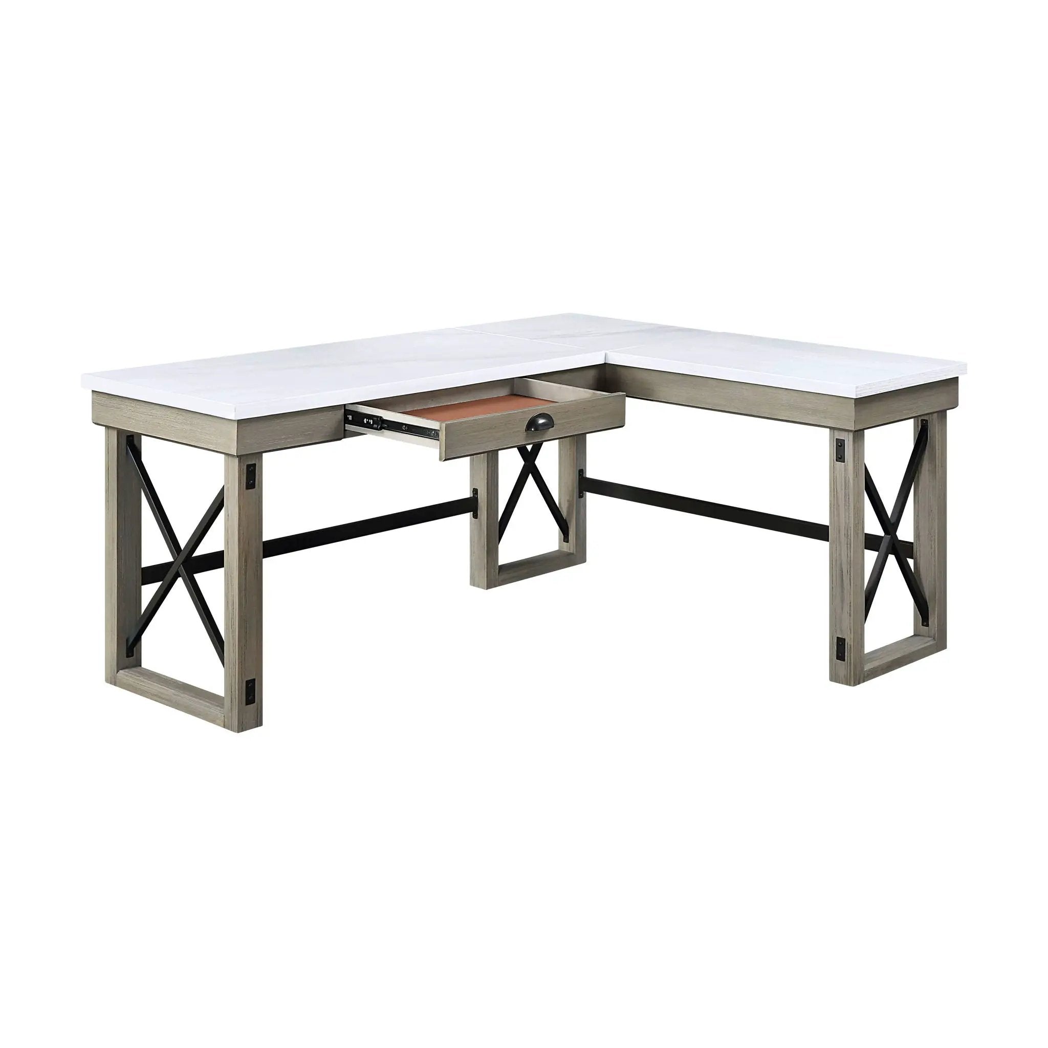 Talmar - Marble Top & Rustic Writing Desk With Lift Top - Oak by Unique Piece Furniture