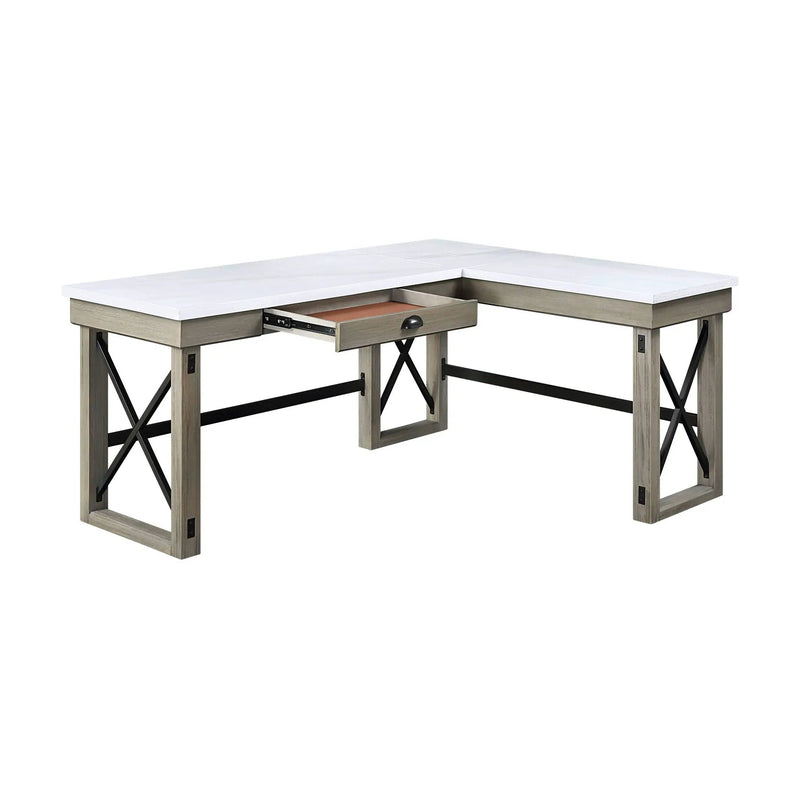 Talmar - Marble Top & Rustic Writing Desk With Lift Top - Oak by Unique Piece Furniture