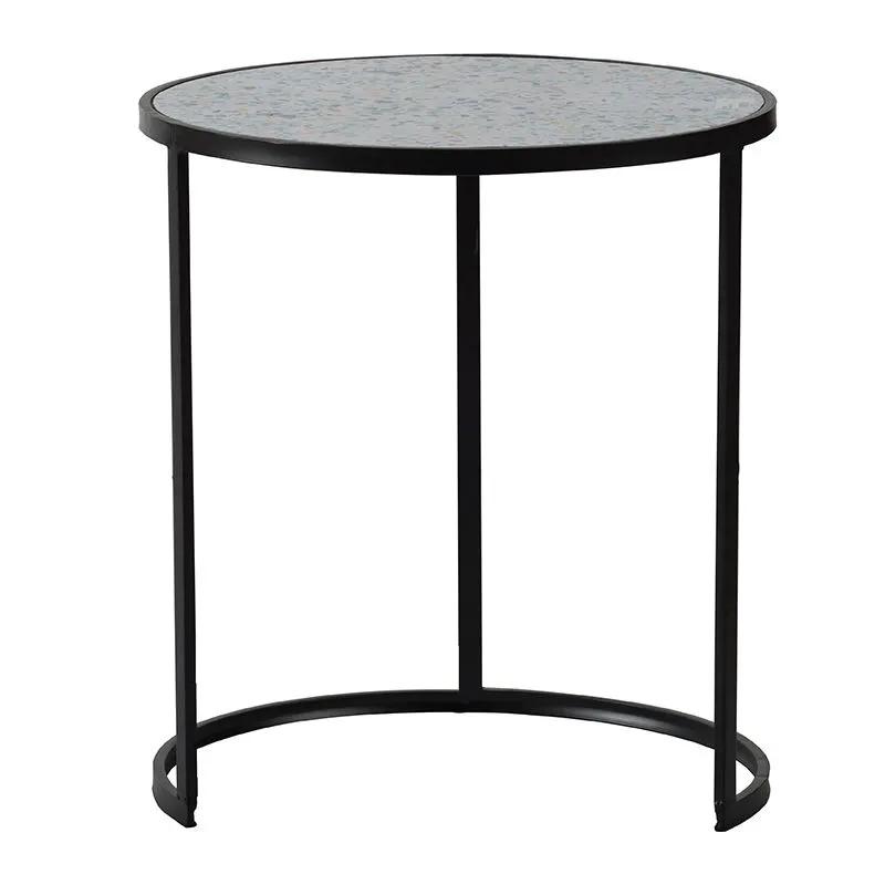 Round End Table, Stacking Side Tables With Sturdy Metal Frame For Small Space, Living Room, Office (Set of 2) - Black by HouseOfZazla