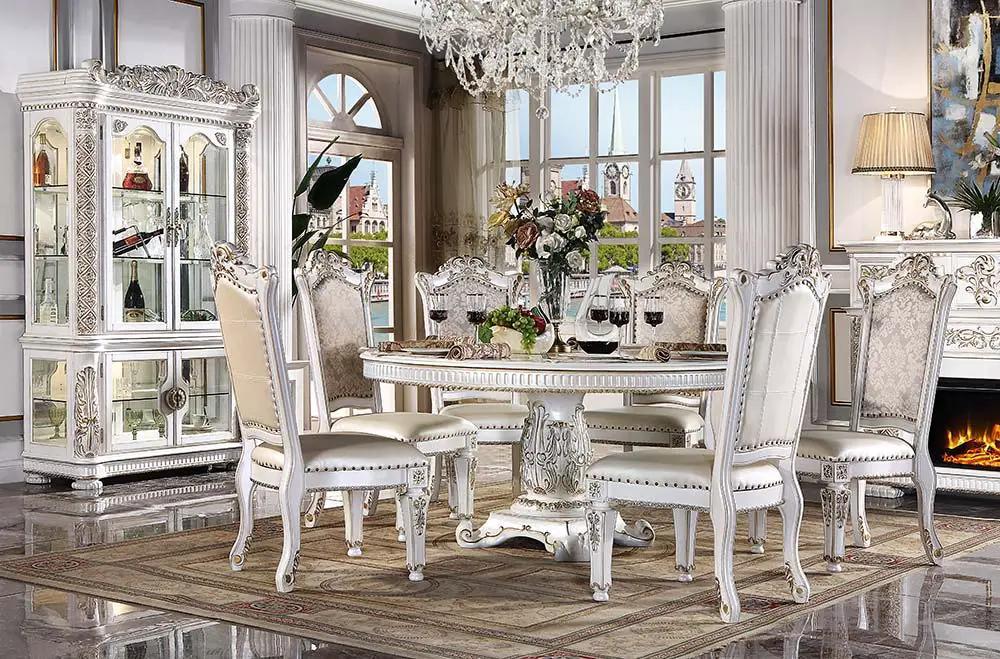 Vendome - 76" Round Dining Table With Pedestal Base - Antique Pearl by Unique Piece Furniture