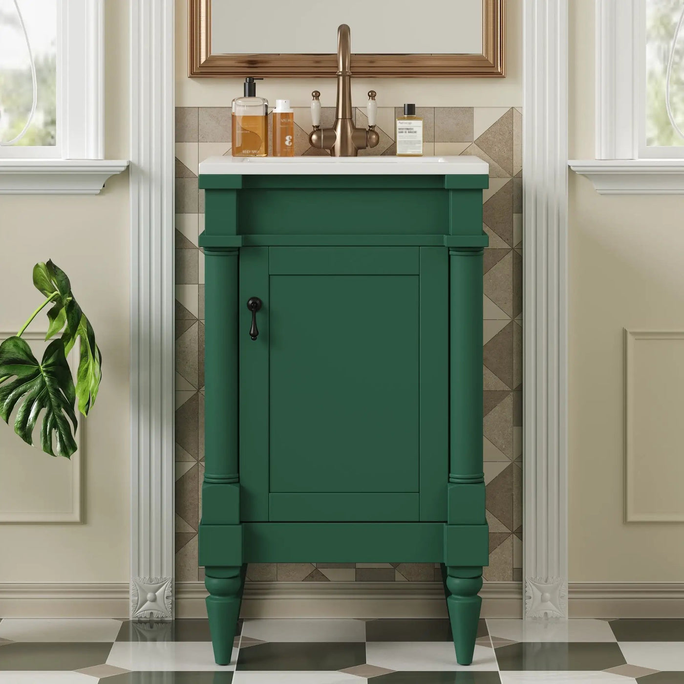 Bathroom Vanity With Sink, Storage Cabinet With Door, Drop In Sink, Compact Freestanding Design by Unique Piece Furniture