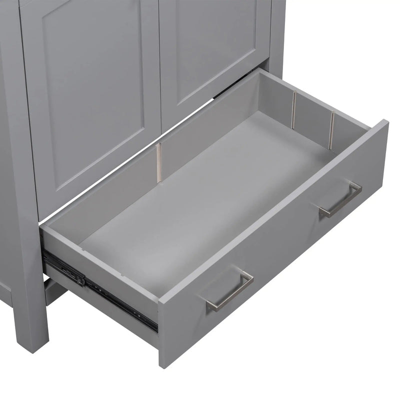 Bathroom Vanity With Single Sink, Combo Cabinet Undermount Sink, Bathroom Storage Cabinet With Two Doors And A Drawer, Soft Closing, Multifunctional Storage, Solid Wood Frame by HouseOfZazla