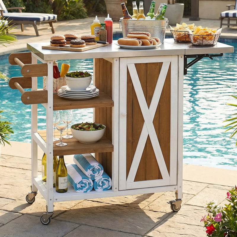 Foldable Outdoor Kitchen Island Patio Prep Station by HouseOfZazla