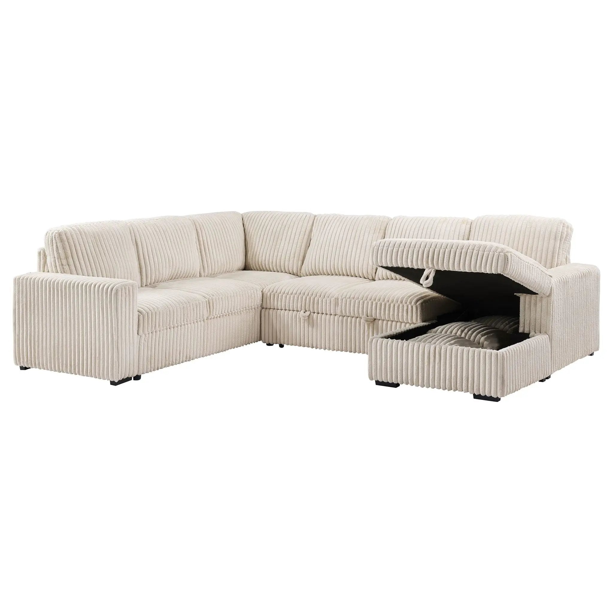 Devonshire Sleeper Sectional Sofa Storage Chaise Camel by Unique Piece Furniture