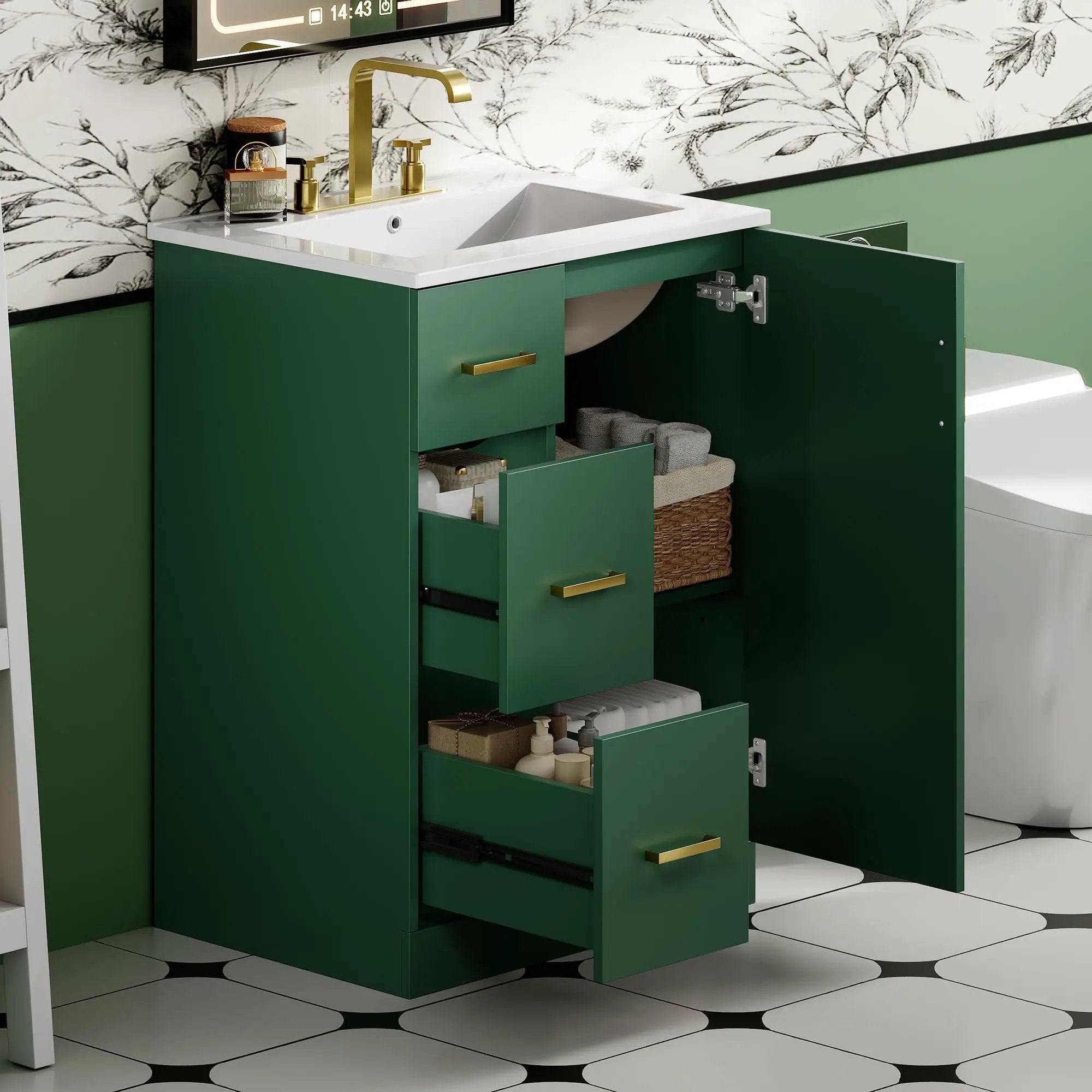 Bathroom Vanity With Under Mount Sink, 2 Drawers And Soft Closing Door by Unique Piece Furniture