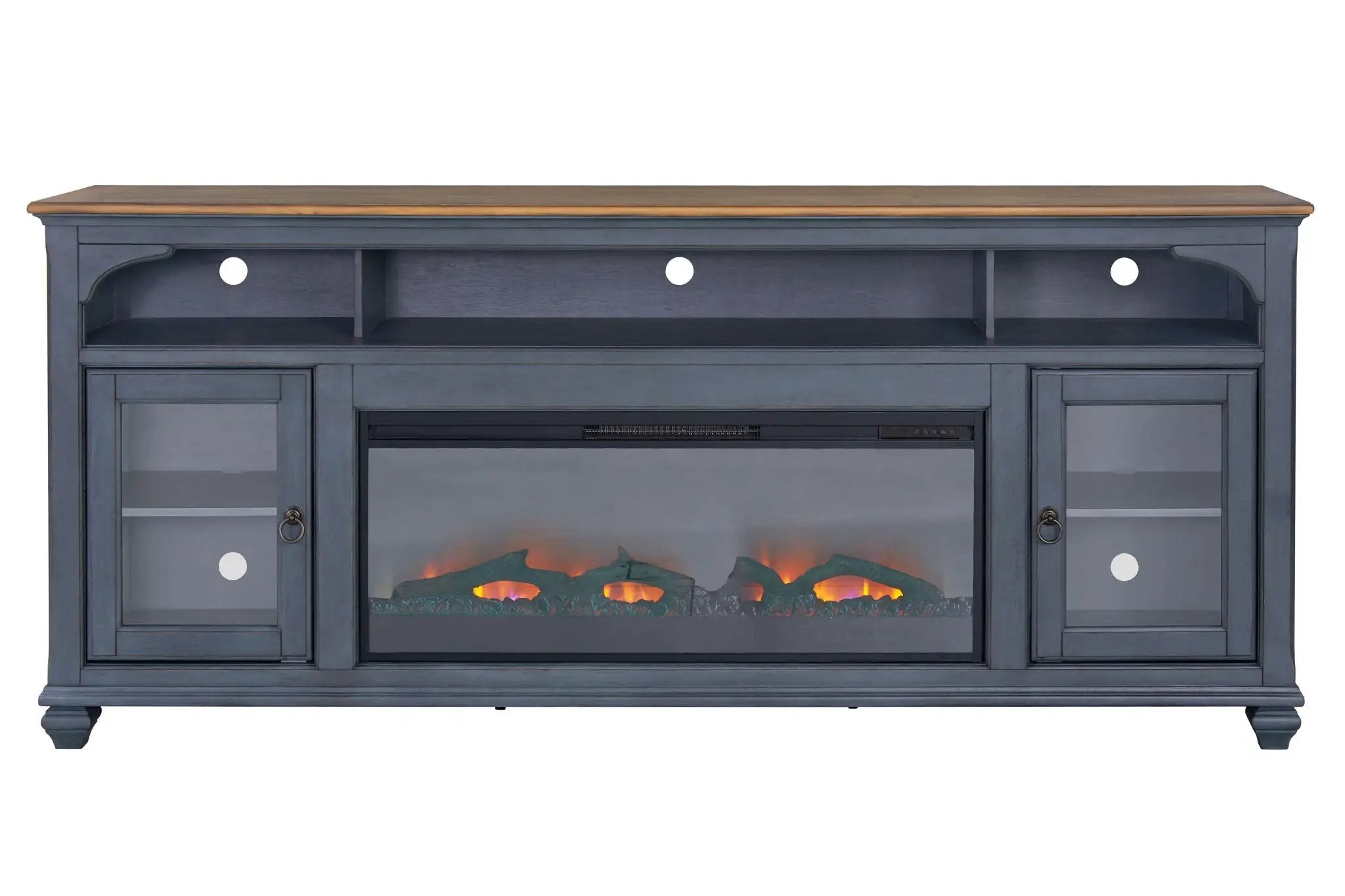 Fireplace TV Stand For TVs Up To 95" - Blue by Unique Piece Furniture