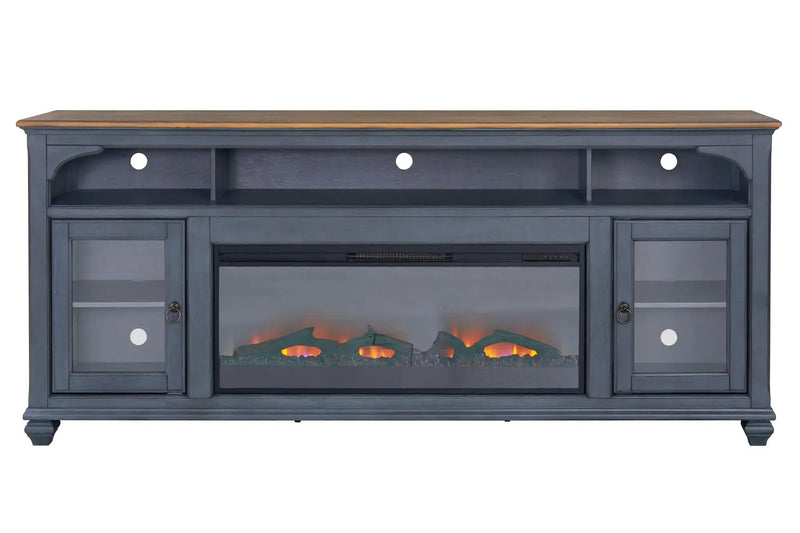 Fireplace TV Stand For TVs Up To 95" - Blue by Unique Piece Furniture