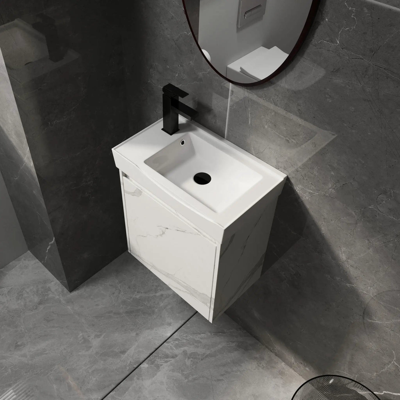 Modern Bathroom Vanity With Ceramic Basin, Wall Mounted Floating Sink Combo, Storage Cabinet by HouseOfZazla
