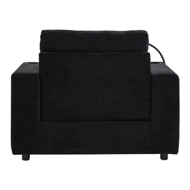 Modern Style Armchair Chaise Lounge Sofa Couch With Movable Storage Ottoman, USB Ports, Cup Holders, Phone Holder, Side Pockets by HouseOfZazla
