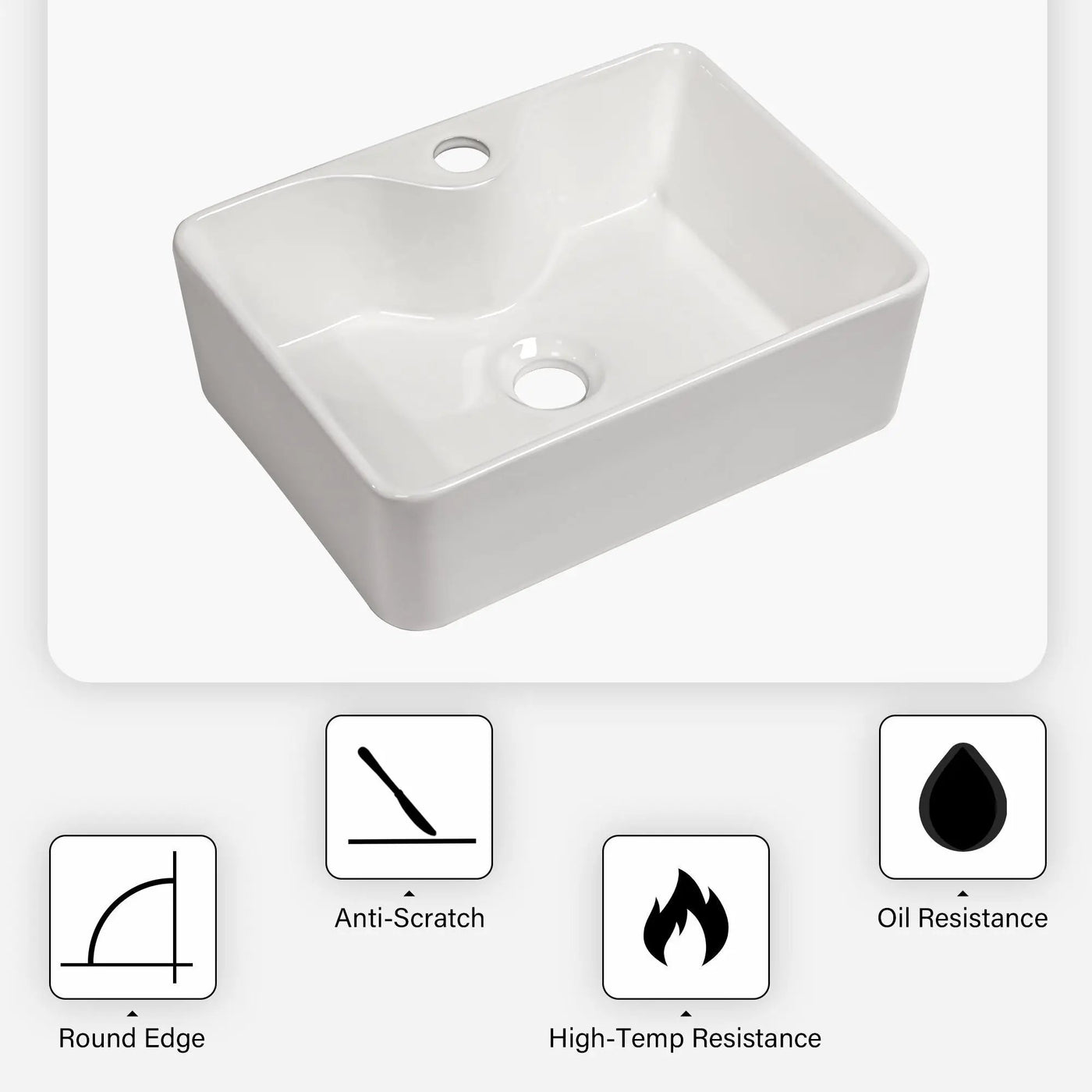 Modern Ceramic Rectangular Vessel Bathroom Sink With Sleek Design by HouseOfZazla