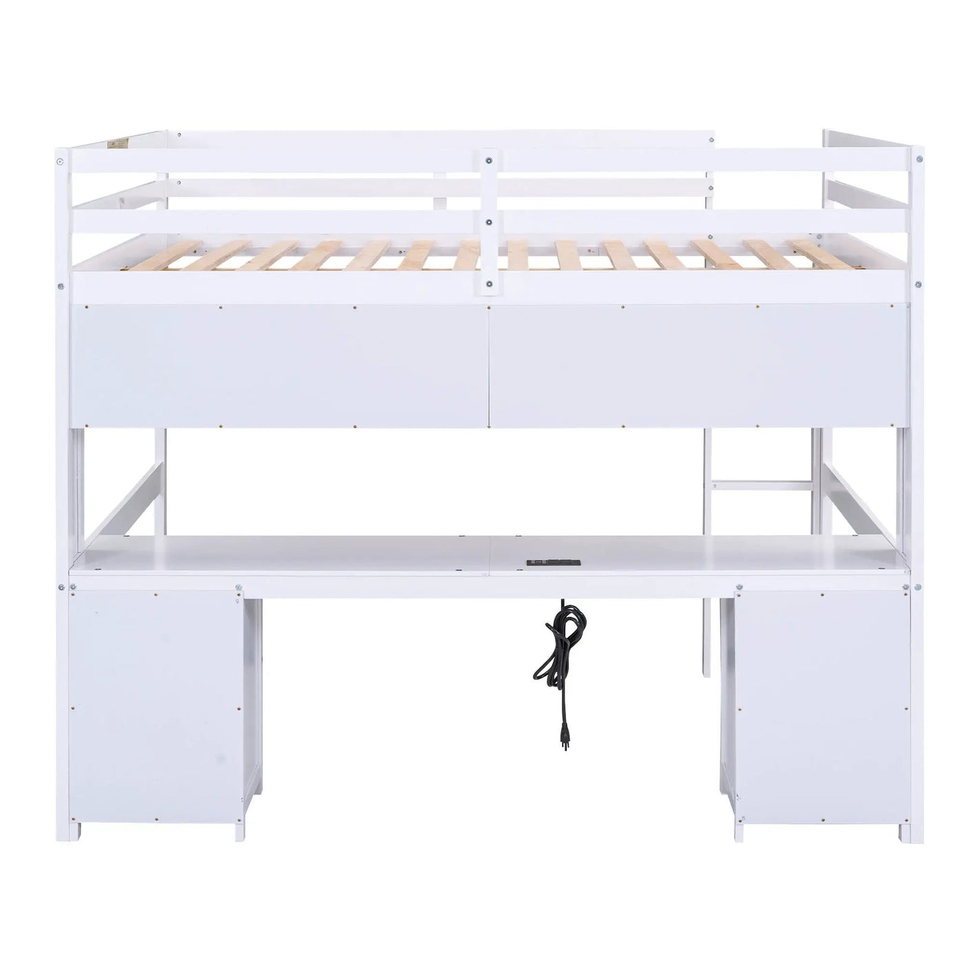 Loft Bed With Desk, Cabinets, Drawers, Charging Station And Bedside Tray by HouseOfZazla