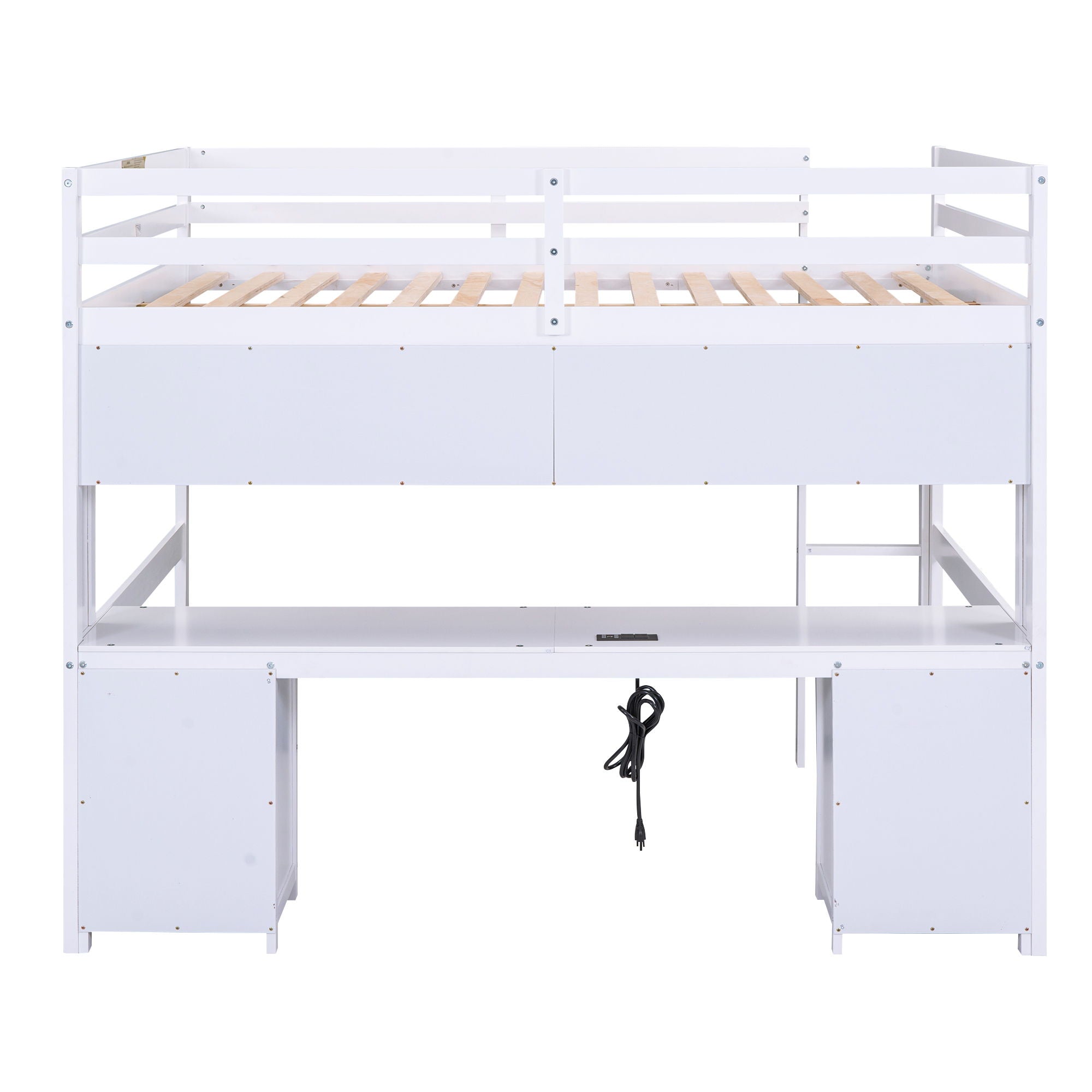 Loft Bed With Desk, Cabinets, Drawers, Charging Station And Bedside Tray by HouseOfZazla