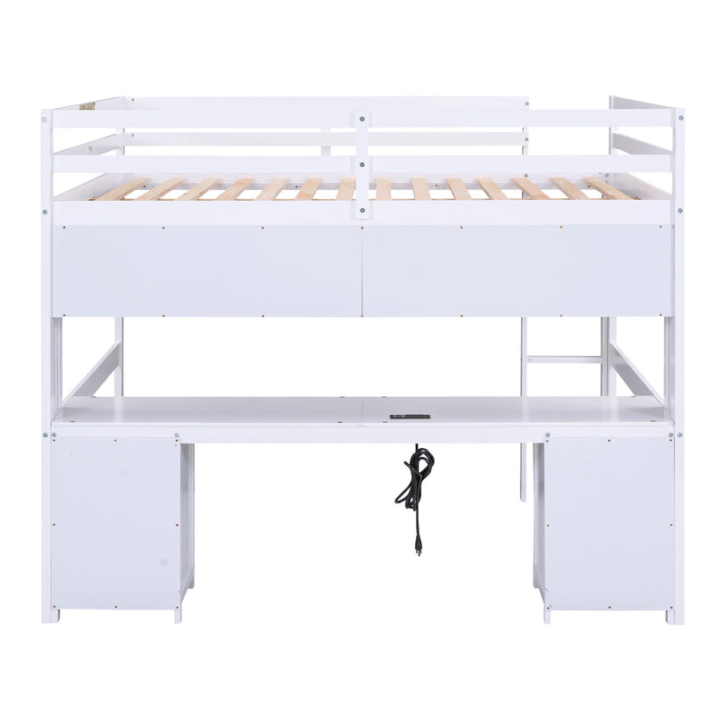 Loft Bed With Desk, Cabinets, Drawers, Charging Station And Bedside Tray by HouseOfZazla