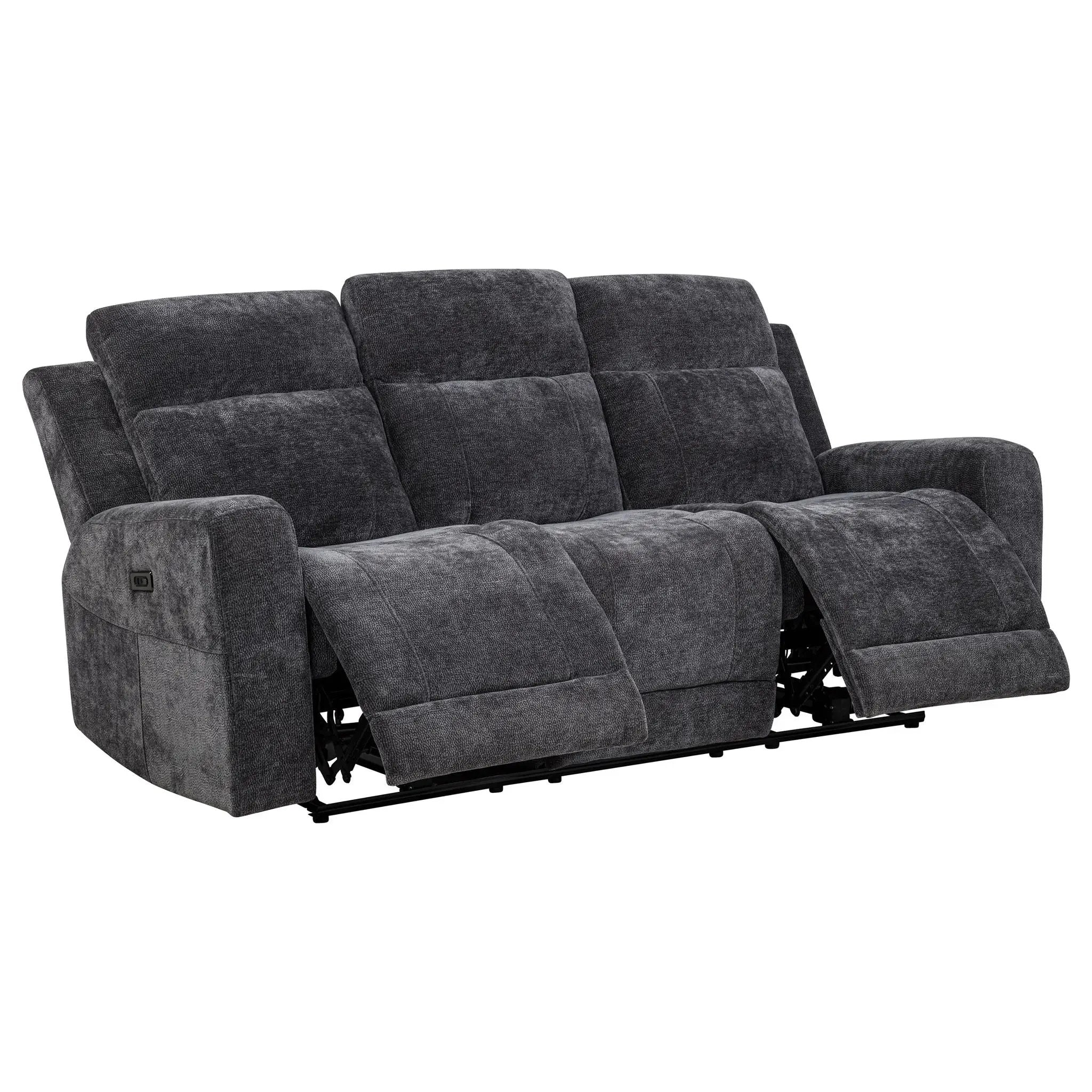 Kennett 2-piece Chenille Power Reclining Sofa Set Dark Grey by Unique Piece Furniture