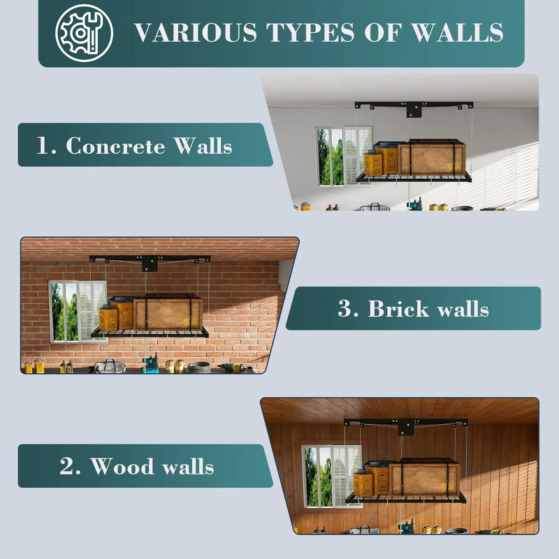 Overhead Garage Storage Rack 4x4 FT for High Ceilings by HouseOfZazla