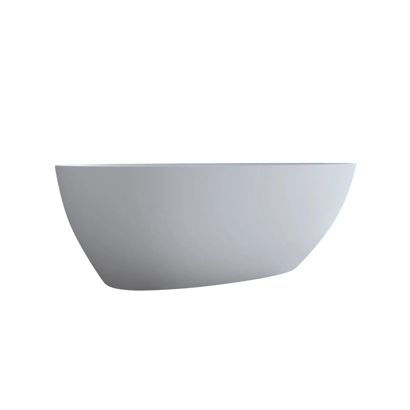 Solid Surface Matte Tub, Freestanding Solid Surface Resin Stone Bathtub, Solid Surface Matte White Soaking Tub, Free Standing Tub With Overflow And Pop-Up Drain - Matte White by HouseOfZazla