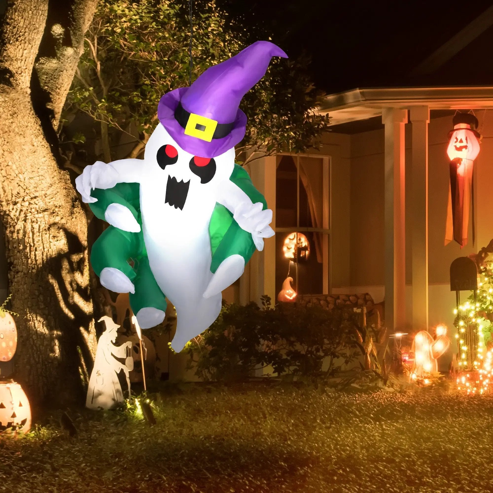 4ft Animated Window-Cling Inflatable Ghost with LED Illumination by HouseOfZazla