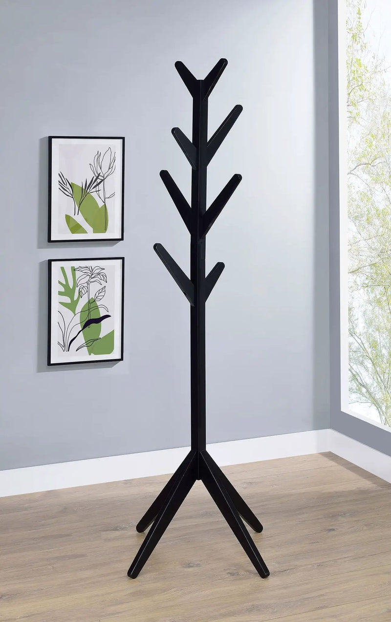 Margaret Solid Wood Coat Rack Clothing Hanger Black by Unique Piece Furniture