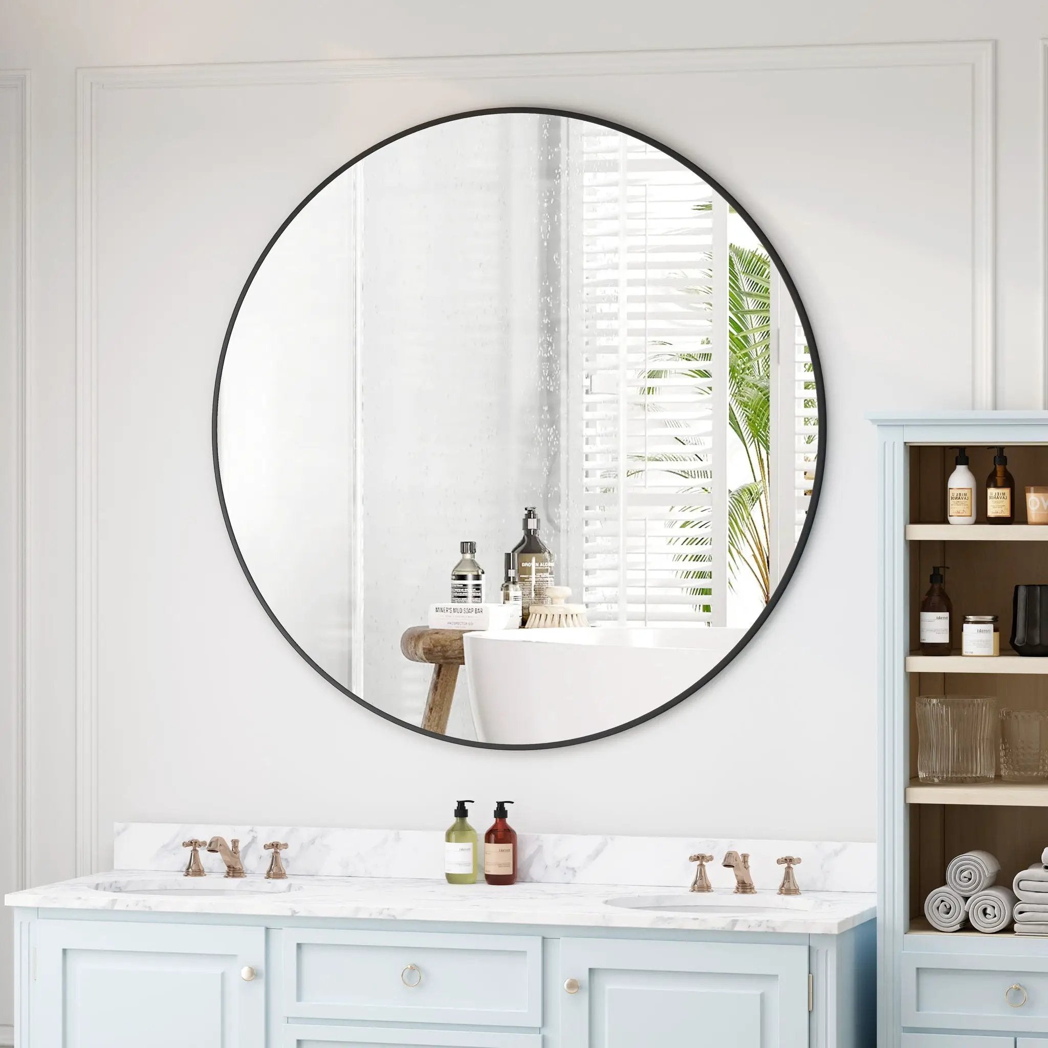 Wall Circular Mirror Metal Framed Mirror Round Vanity Mirror Dressing Mirror, For Bathroom, Living Room, Bedroom Wall Decor by Unique Piece Furniture