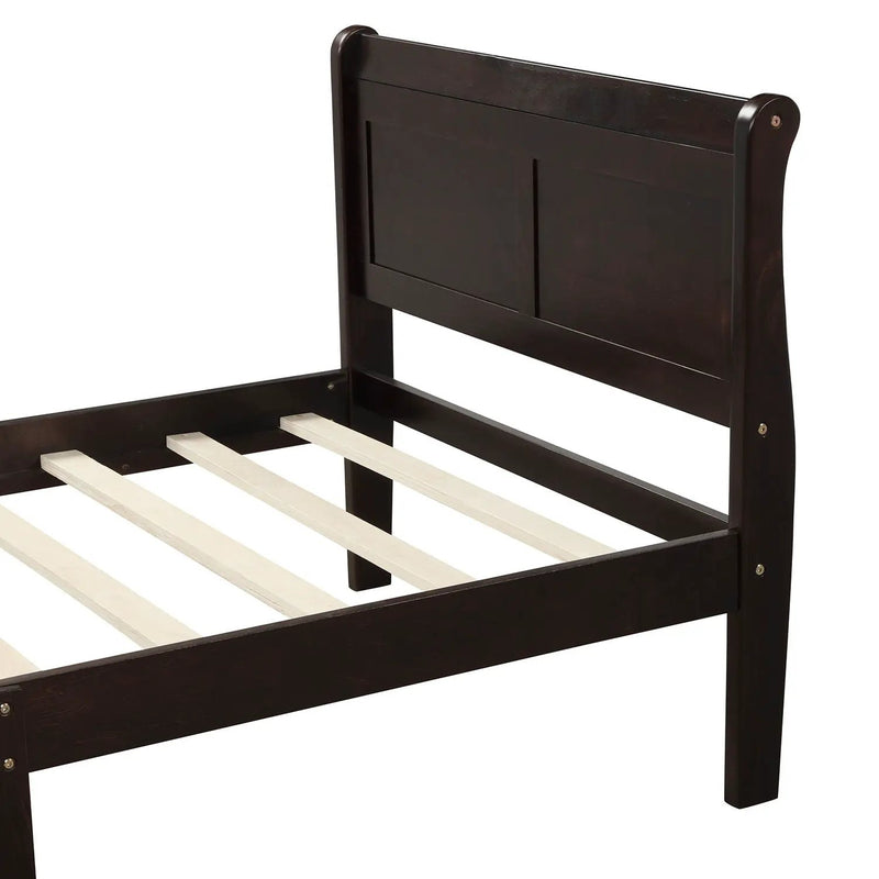 Platform Bed Frame Mattress Foundation Sleigh Bed With Headboard / Footboard / Wood Slat Suppor by HouseOfZazla