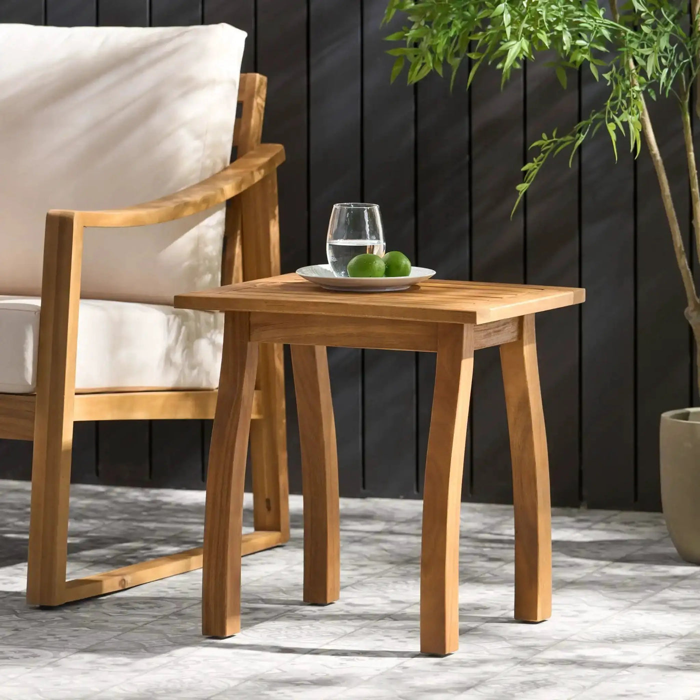 Kinesis Outdoor Side Table With Slatted Top and Wood Frame by HouseOfZazla