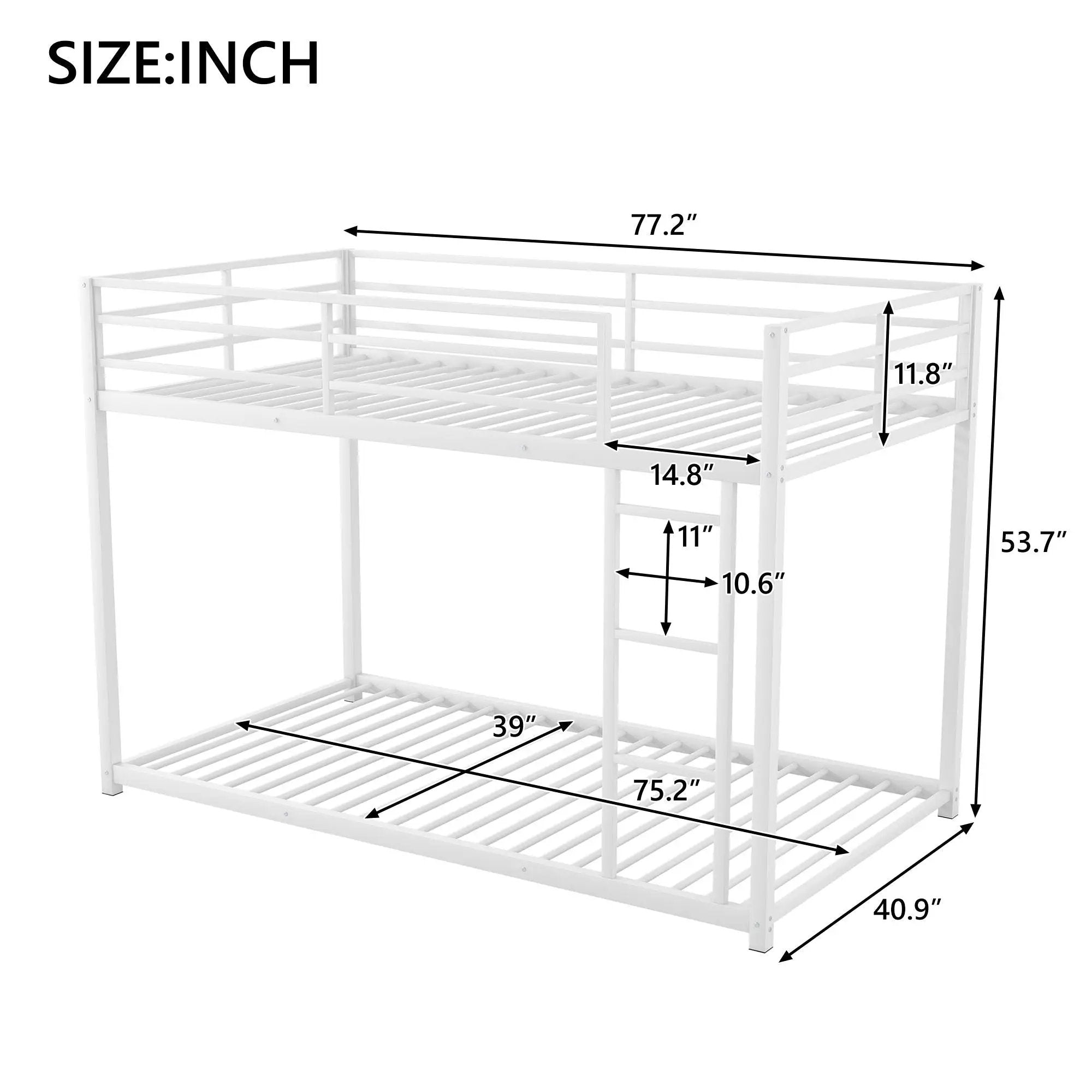 Metal Bunk Bed, Low Bunk Bed With Ladder by Unique Piece Furniture